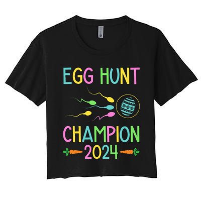 Easter Egg Hunt Champion Funny Dad Women's Crop Top Tee