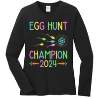 Easter Egg Hunt Champion Funny Dad Ladies Long Sleeve Shirt