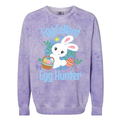 Eggcellent Egg Hunter Cute Easter Bunny Quote Saying Graphic Great Gift Colorblast Crewneck Sweatshirt