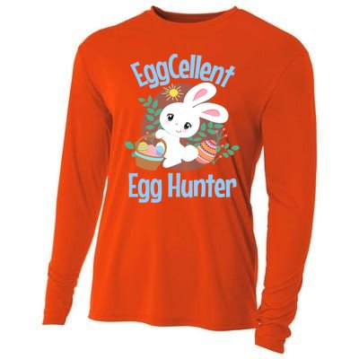 Eggcellent Egg Hunter Cute Easter Bunny Quote Saying Graphic Great Gift Cooling Performance Long Sleeve Crew