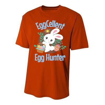 Eggcellent Egg Hunter Cute Easter Bunny Quote Saying Graphic Great Gift Performance Sprint T-Shirt