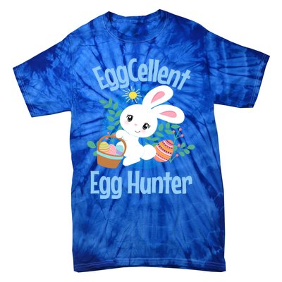 Eggcellent Egg Hunter Cute Easter Bunny Quote Saying Graphic Great Gift Tie-Dye T-Shirt