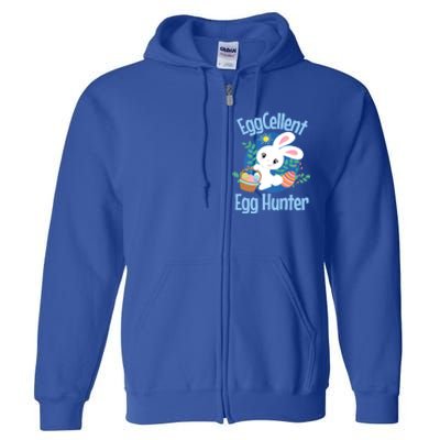 Eggcellent Egg Hunter Cute Easter Bunny Quote Saying Graphic Great Gift Full Zip Hoodie