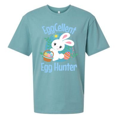 Eggcellent Egg Hunter Cute Easter Bunny Quote Saying Graphic Great Gift Sueded Cloud Jersey T-Shirt