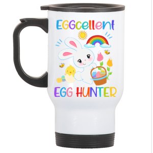 Eggcellent Egg Hunter Funny Easter Bunny Pun Christian Cool Gift Stainless Steel Travel Mug