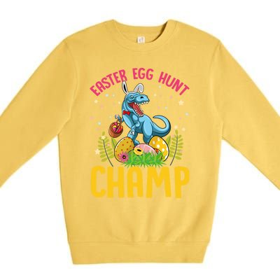 Easter Egg Hunt Champ Tgiftrex Dinosaur Bunny Ears Happy Easter Funny Gift Premium Crewneck Sweatshirt