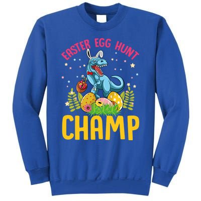 Easter Egg Hunt Champ Tgiftrex Dinosaur Bunny Ears Happy Easter Funny Gift Tall Sweatshirt