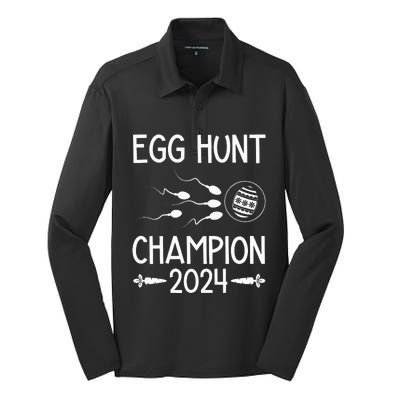 Easter Egg Hunt Champion Funny Dad Silk Touch Performance Long Sleeve Polo