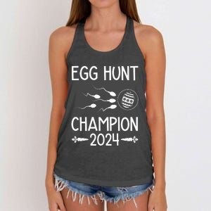 Easter Egg Hunt Champion Funny Dad Women's Knotted Racerback Tank