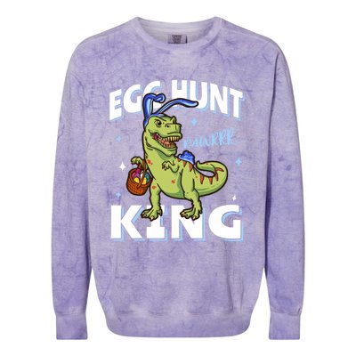 Easter Egg Hunt King Dinosaur Bunny With Ears Gift Colorblast Crewneck Sweatshirt