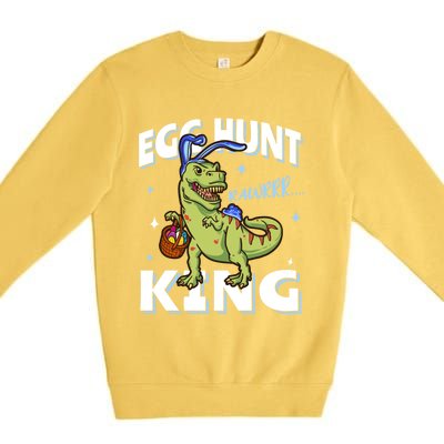 Easter Egg Hunt King Dinosaur Bunny With Ears Gift Premium Crewneck Sweatshirt