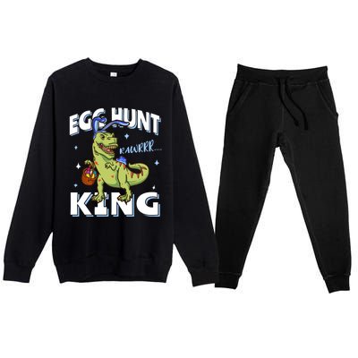 Easter Egg Hunt King Dinosaur Bunny With Ears Gift Premium Crewneck Sweatsuit Set