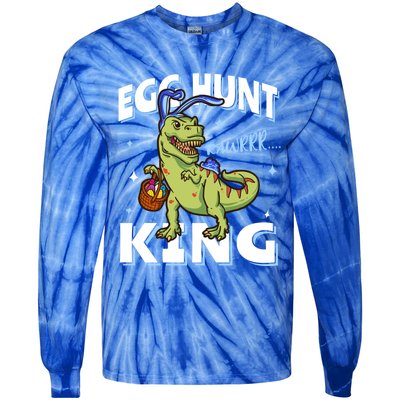 Easter Egg Hunt King Dinosaur Bunny With Ears Gift Tie-Dye Long Sleeve Shirt