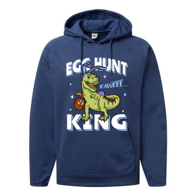 Easter Egg Hunt King Dinosaur Bunny With Ears Gift Performance Fleece Hoodie