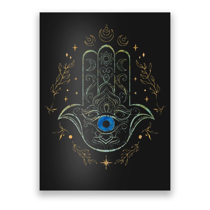 Evil Eye Hamsa Hand Nazar Amulet Protection Celestial Yoga Poster