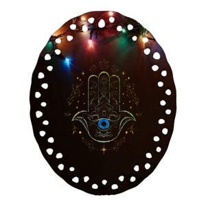 Evil Eye Hamsa Hand Nazar Amulet Protection Celestial Yoga Ceramic Oval Ornament