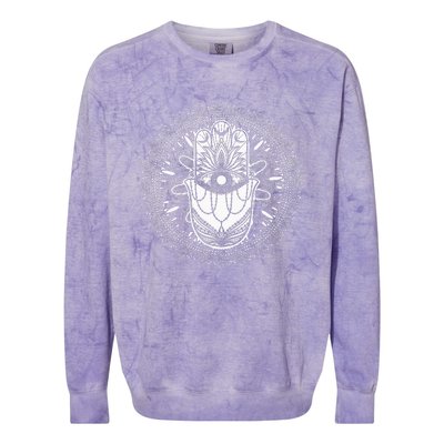 Evil Eye Hamsa Hand Mandala Yoga Meditation Spiritual Colorblast Crewneck Sweatshirt