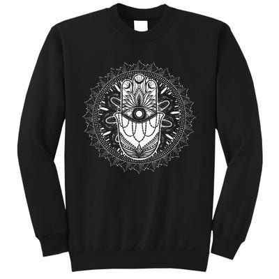 Evil Eye Hamsa Hand Mandala Yoga Meditation Spiritual Sweatshirt