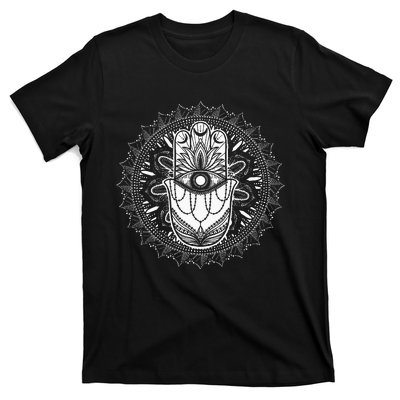 Evil Eye Hamsa Hand Mandala Yoga Meditation Spiritual T-Shirt