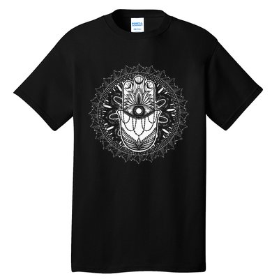 Evil Eye Hamsa Hand Mandala Yoga Meditation Spiritual Tall T-Shirt