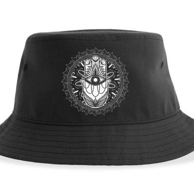 Evil Eye Hamsa Hand Mandala Yoga Meditation Spiritual Sustainable Bucket Hat