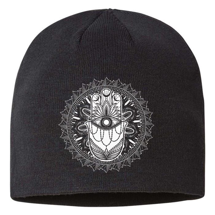 Evil Eye Hamsa Hand Mandala Yoga Meditation Spiritual Sustainable Beanie