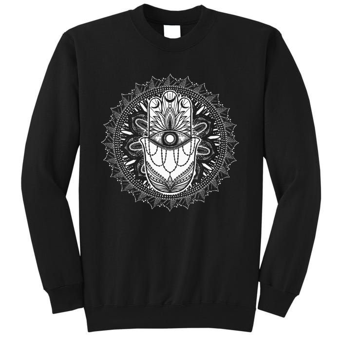 Evil Eye Hamsa Hand Mandala Yoga Meditation Spiritual Tall Sweatshirt