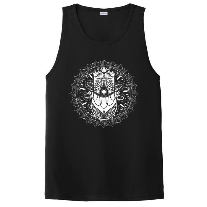 Evil Eye Hamsa Hand Mandala Yoga Meditation Spiritual PosiCharge Competitor Tank