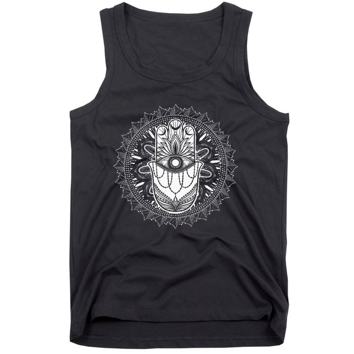 Evil Eye Hamsa Hand Mandala Yoga Meditation Spiritual Tank Top