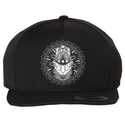 Evil Eye Hamsa Hand Mandala Yoga Meditation Spiritual Wool Snapback Cap