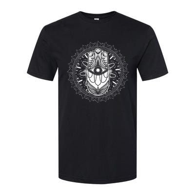 Evil Eye Hamsa Hand Mandala Yoga Meditation Spiritual Softstyle CVC T-Shirt