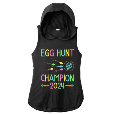 Easter Egg Hunt Champion Funny Dad Pregnancy Announcement Ladies PosiCharge Tri-Blend Wicking Draft Hoodie Tank