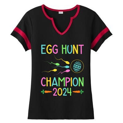 Easter Egg Hunt Champion Funny Dad Pregnancy Announcement Ladies Halftime Notch Neck Tee