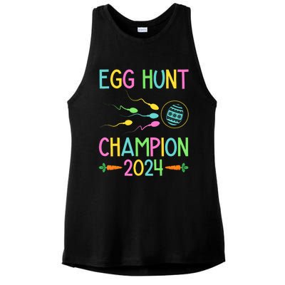 Easter Egg Hunt Champion Funny Dad Pregnancy Announcement Ladies PosiCharge Tri-Blend Wicking Tank