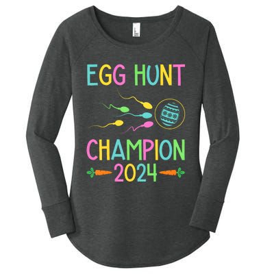 Easter Egg Hunt Champion Funny Dad Pregnancy Announcement Women's Perfect Tri Tunic Long Sleeve Shirt