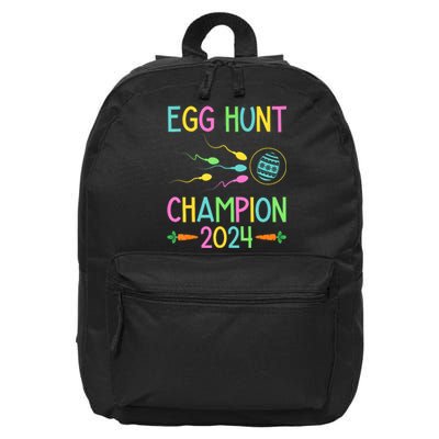 Easter Egg Hunt Champion Funny Dad Pregnancy Announcement 16 in Basic Backpack