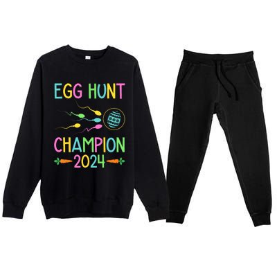 Easter Egg Hunt Champion Funny Dad Pregnancy Announcement Premium Crewneck Sweatsuit Set