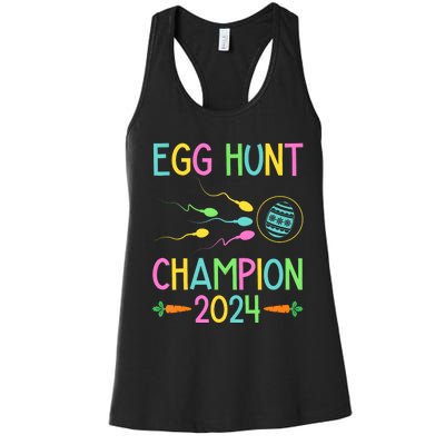 Easter Egg Hunt Champion Funny Dad Pregnancy Announcement Women's Racerback Tank