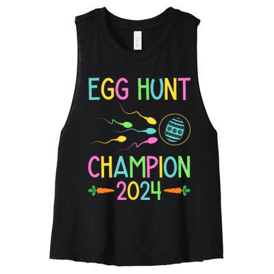 Easter Egg Hunt Champion Funny Dad Pregnancy Announcement Women's Racerback Cropped Tank