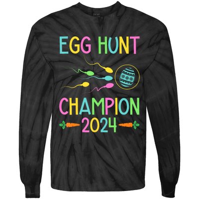 Easter Egg Hunt Champion Funny Dad Pregnancy Announcement Tie-Dye Long Sleeve Shirt