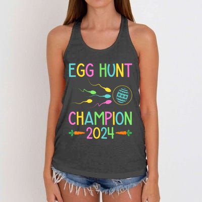 Easter Egg Hunt Champion Funny Dad Pregnancy Announcement Women's Knotted Racerback Tank