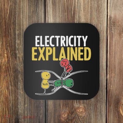 Electricity Explained Illustration Electrician Teacher Nerd Coaster