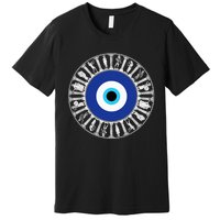 Evil Eye In Greek Key Circle Greek Key Around Greek Evil Eye Premium T-Shirt