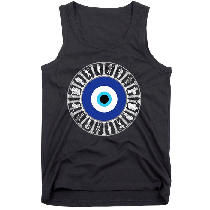 Evil Eye In Greek Key Circle Greek Key Around Greek Evil Eye Tank Top