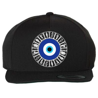 Evil Eye In Greek Key Circle Greek Key Around Greek Evil Eye Wool Snapback Cap