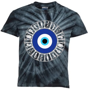 Evil Eye In Greek Key Circle Greek Key Around Greek Evil Eye Kids Tie-Dye T-Shirt