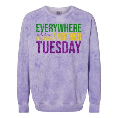 Everywhere Else Its Just Another Tuesday Mardi Gras Colorblast Crewneck Sweatshirt