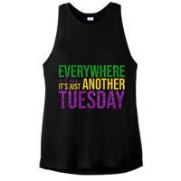 Everywhere Else Its Just Another Tuesday Mardi Gras Ladies PosiCharge Tri-Blend Wicking Tank