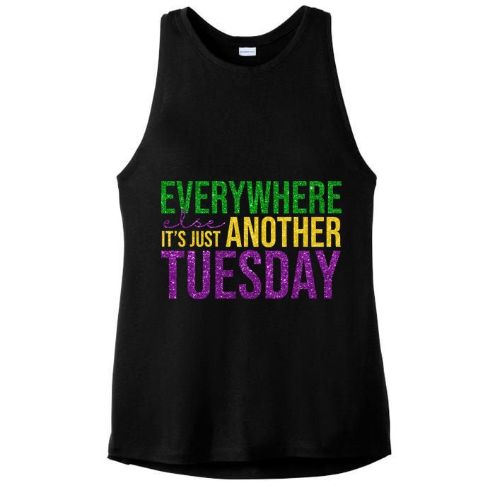 Everywhere Else Its Just Another Tuesday Mardi Gras Ladies PosiCharge Tri-Blend Wicking Tank