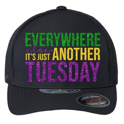 Everywhere Else Its Just Another Tuesday Mardi Gras Flexfit Unipanel Trucker Cap